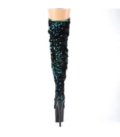 Plateau Overknee-Stiefel FLAMINGO-3004 - Pailletten/Schwarz/Blau/Grün -Shoes Verkäufe plateau overknee stiefel flamingo 3004 pailletten schwarz blau gruen 3