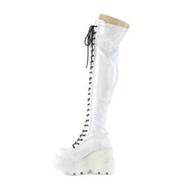 SHAKER-374 Plateau Overknee Stiefel - Weiß Lack | DemoniaCult -Shoes Verkäufe plateau overknee stiefel shaker 374 weiss lack 7