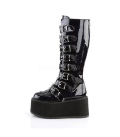 Plateau Stiefel DAMNED-318 Schwarz Lack | DemoniaCult -Shoes Verkäufe plateau stiefel damned 318 schwarz lack 2