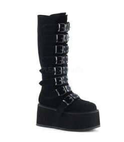 Plateau Stiefel DAMNED-318 Schwarz Samt | DemoniaCult