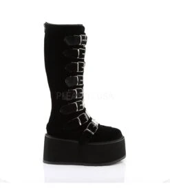 Plateau Stiefel DAMNED-318 Schwarz Samt | DemoniaCult -Shoes Verkäufe plateau stiefel damned 318 schwarz samt 4