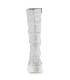 Plateau Stiefel SLACKER-230 Weiss Glitzer | DemoniaCult -Shoes Verkäufe plateau stiefel slacker 230 weiss glitzer 2