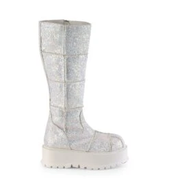 Plateau Stiefel SLACKER-230 Weiss Glitzer | DemoniaCult -Shoes Verkäufe plateau stiefel slacker 230 weiss glitzer 4