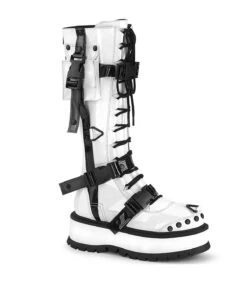 SLACKER-260 Plateau Stiefel - Weiss Lack | DemoniaCult