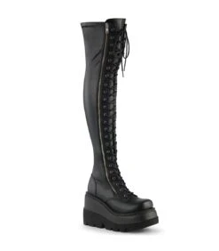 SHAKER-374 Plateau Overknee Stiefel - Schwarz Matt | DemoniaCult