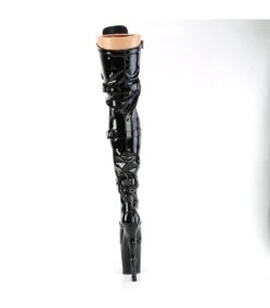 RAPTURE-3028 Overknee Stiefel - Schwarz Lack Mit Totenkopfplatetau | Pleaser -Shoes Verkäufe rapture 3028 overknee stiefel schwarz lack mit totenkopfplatetau pleaser 3