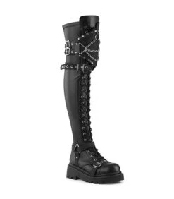 RENEGADE-320 Overknee Stiefel - Schwarz Matt | DemoniaCult
