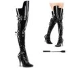 SEDUCE-3080 Overknee Stiefel Mit Peitsche - Schwarz Lack | Pleaser High Heels