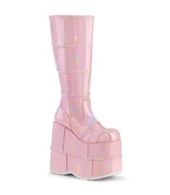 STACK-301 Plateau Stiefel - Rosa Lack | DemoniaCult