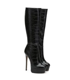 Giaro Stiefel Stackstand Schwarz Krokodilmuster -Shoes Verkäufe stackstand black crock 5