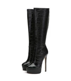 Giaro Stiefel Stackstand Schwarz Krokodilmuster -Shoes Verkäufe stackstand black crock 7