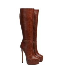 Giaro Stiefel Stackstand Braun Krokodilmuster -Shoes Verkäufe stackstand brown crock 5