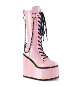 SWING-150 Plateau Stiefel - Rosa Lack | DemoniaCult