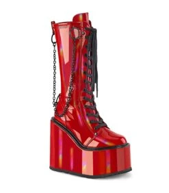 SWING-150 Plateau Stiefel - Rot Lack | DemoniaCult