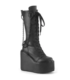 SWING-150 Plateau Stiefel - Schwarz | DemoniaCult