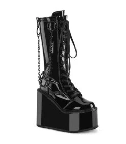 SWING-150 Plateau Stiefel - Schwarz Lack | DemoniaCult