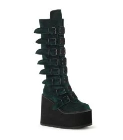 SWING-815 Plateau Stiefel - Moosgrün | DemoniaCult