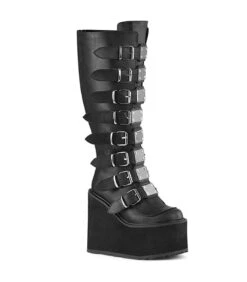 SWING-815WC Plateau Stiefel - Schwarz Matt | DemoniaCult