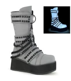 TRASHVILLE-138 Plateau Stiefel - Neon Grau | DemoniaCult