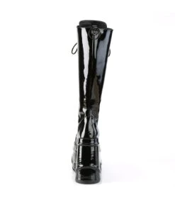 WAVE-200 Plateau Stiefel - Schwarz Lack | DemoniaCult -Shoes Verkäufe wave 200 plateau stiefel schwarz lack demonia 3