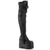 WAVE-315 Plateau Overknee Stiefel - Schwarz Matt | DemoniaCult